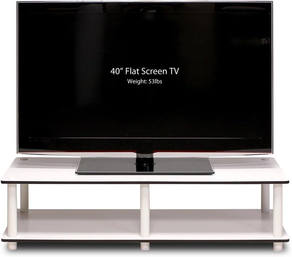 Furinno Just No Tools Wide TV Stand, White: Furniture & Decor