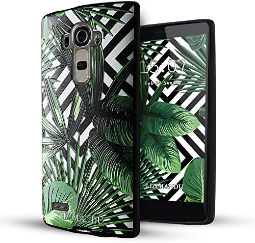 LG G4 Case,Lizimandu Soft TPU textured pattern Case for LG G4(Black Striped Leaves)