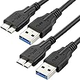 Warmstor Micro USB 3.0 Cable (2 Pack), 1ft USB 3.0 A to Micro B Cable Cord Compatible with Camera, Seagate External Hard Drive, WD Western Digital My Passport and Elements Hard Drives