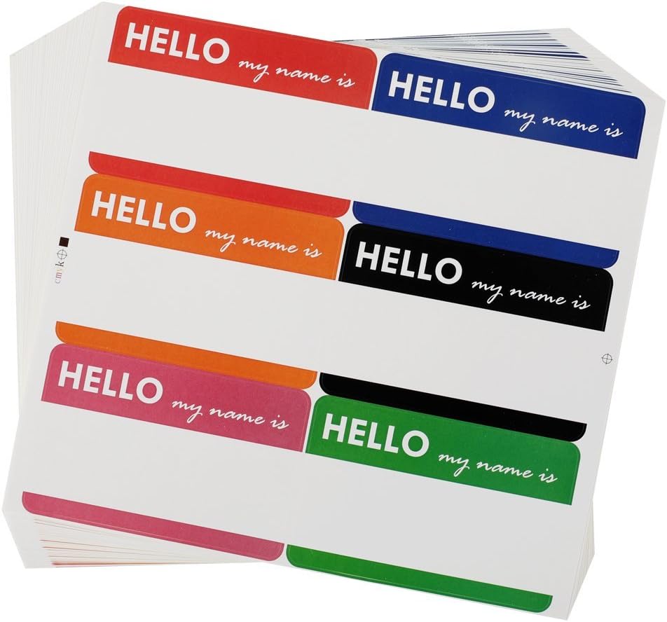 Cualfec 420 Pcs Hello My Name is Stickers Colorful Name Badge Stickers 3.5 x 2.25 inches - 6 Color per Sheet (70 Sheets)
