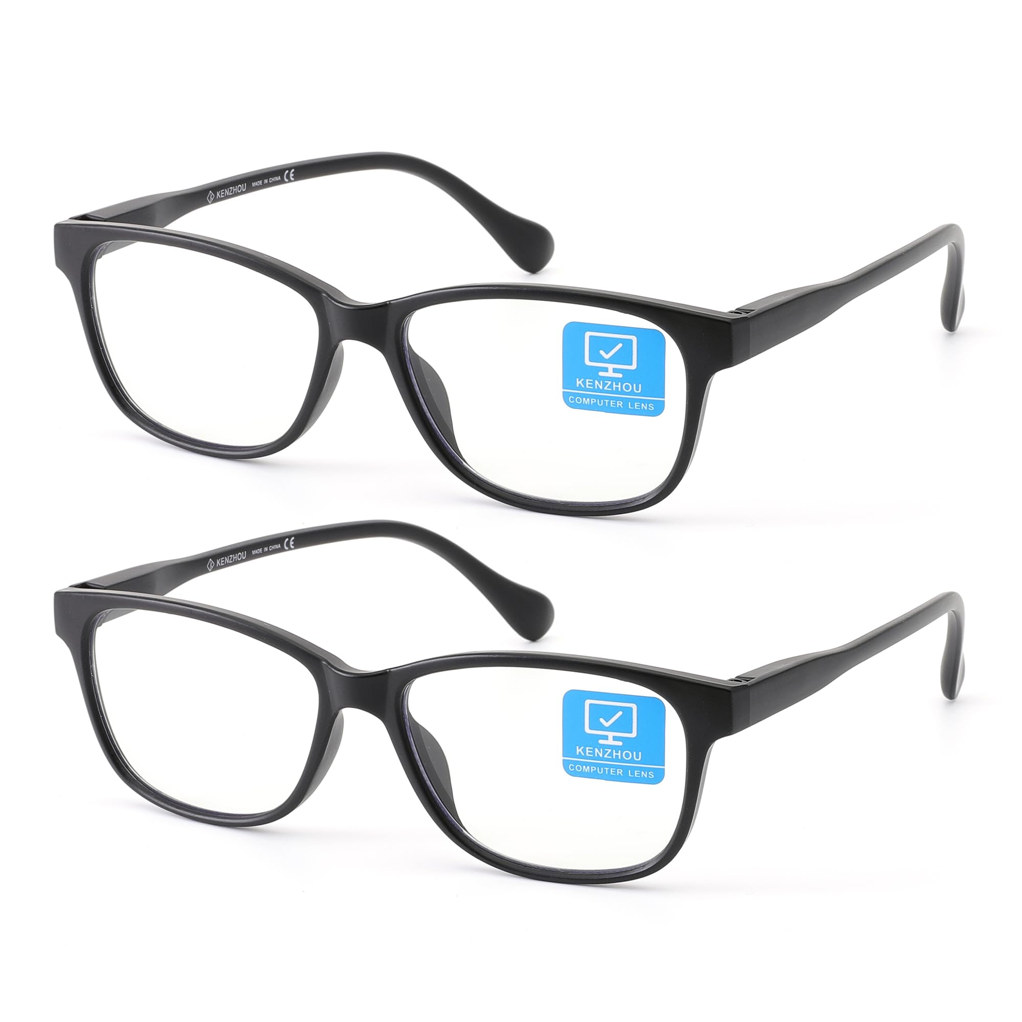 Photo 1 of K KENZHOU Blue Light Glasses for Woman Men Bluelight Blocking Glasses for Computer Gaming Phones,Anti Eye Strain & UV Glare, Matte Black 2Pack
