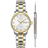 OLEVS Classic Watches for Women Analog Quartz Watch Stainless Steel Rugged Waterproof Watches Roman Numeral Unique Calendar Date Business Wrist Watch