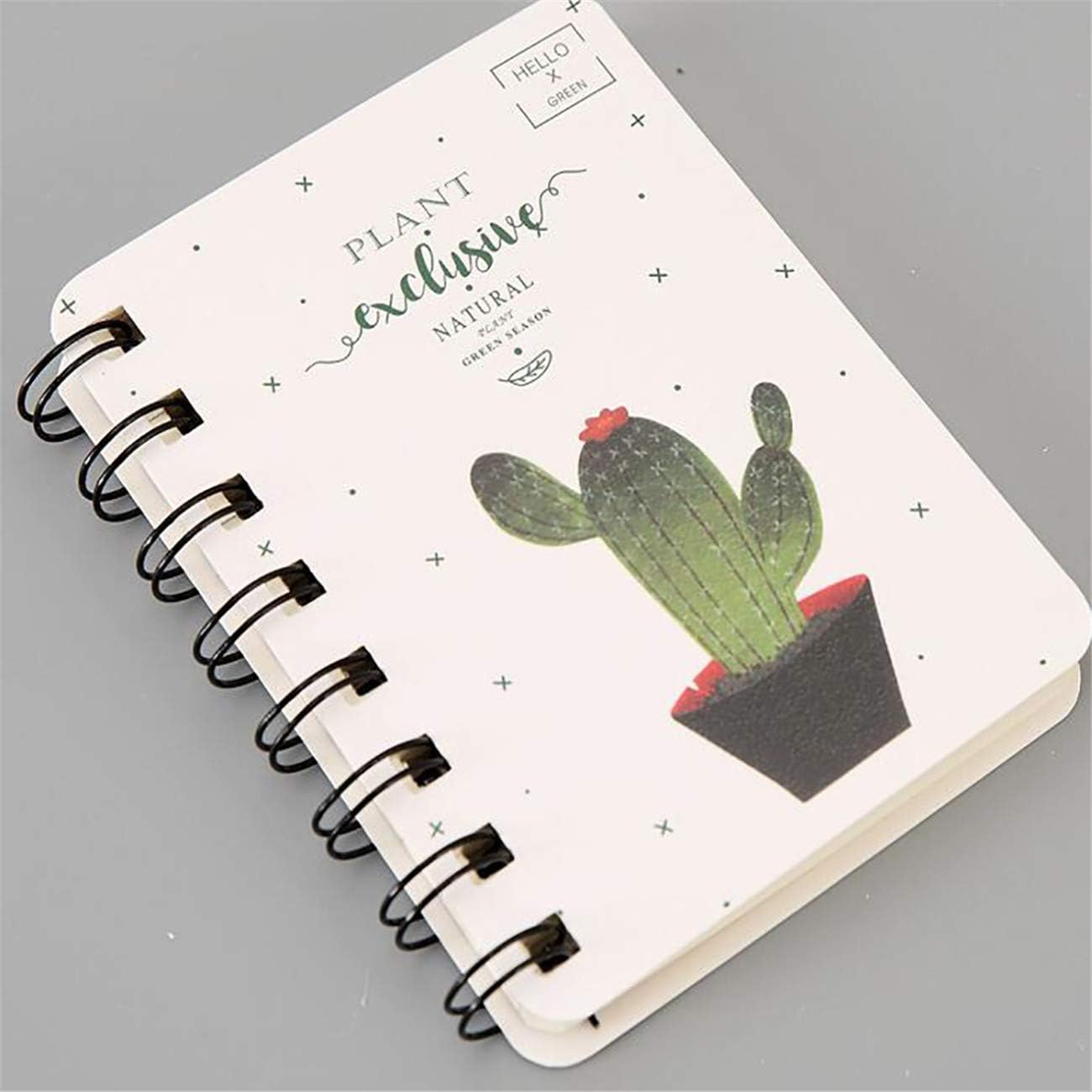 ZALING Creative Mini Cute Cactus Cartoon Rollover Coil Notebook Light Portable Pocket Notepad School Stationery for Students(Style 3)
