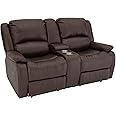 RecPro Charles Collection Recliner RV Sofa with Console and Cupholders | Zero Wall Loveseat for Camper | Wall Hugger Couch (Mahogany, 67")