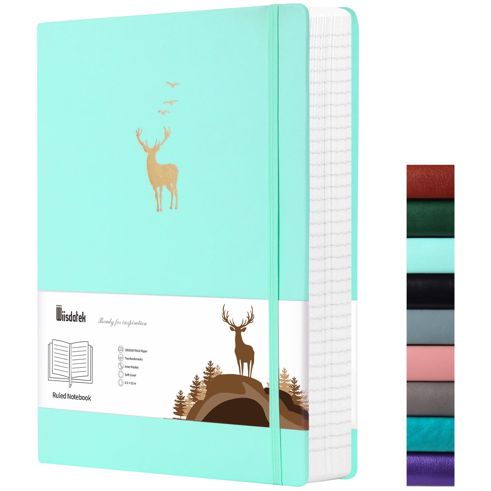 Wiisdatek Lined Journal Notebook - A4 Thick Notepad Softcover Large Journal, 312 Pages 100gsm Thick Lined Paper for Work Office School (21.5 x 27.9cm) -Mint