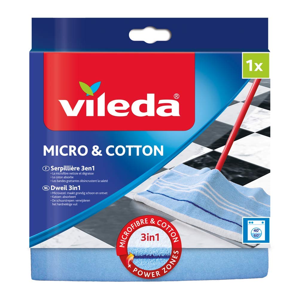 Vileda 129310 Floor Cloth Microfibre and Cotton 3-in-1