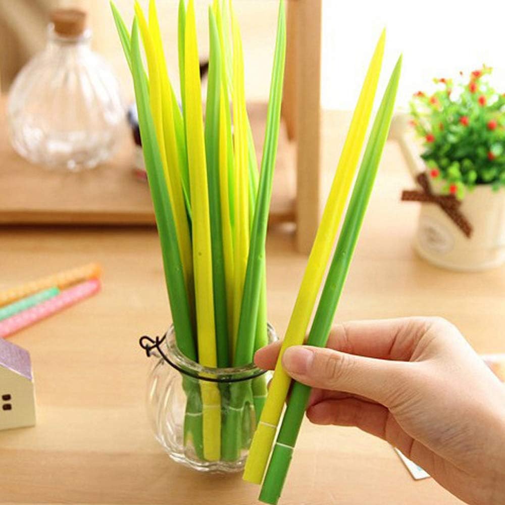 Aimyoo Pack of 30 Grass Shaped Ballpoint Black 0.5mm Gel Ink Rollerball Pen for School Home Office