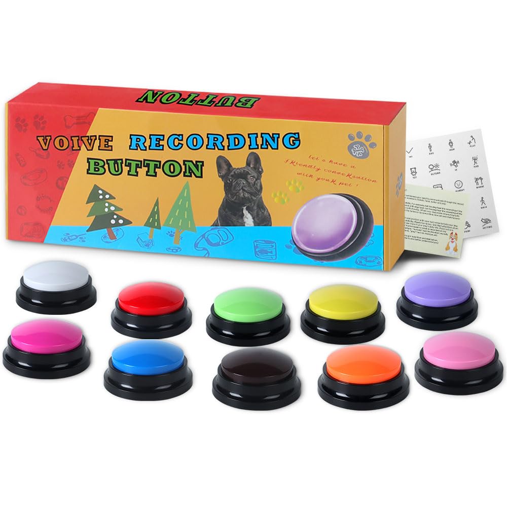 PELTEFLU Voice Recording Button, 30 Second Record Button for Dog Pet Interactivity, Gift for Friend, Family,10 Color Have Coffee and White