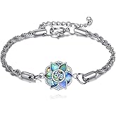 JBAERD Lotus Bracelets Sterling Silver Lotus Om Bracelet Flower Jewelry Gifts for Women