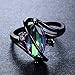 Bamos Jewelry Womens Rainbow Lab Topaz Promise Black Gold Ring Engagement Wedding Gift Rings for Her Size 5-11