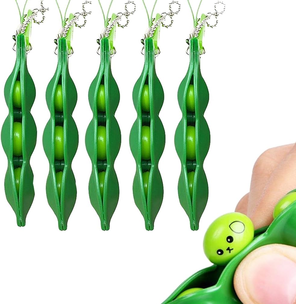 Cute Star Squeeze Bean Toy with Random Facial Expression, Mini Keychain Pendants Healing Toys Squeeze Stress Reliever Phone Decor Gift for Kids Boys Girls Women Men (Pack of 5)