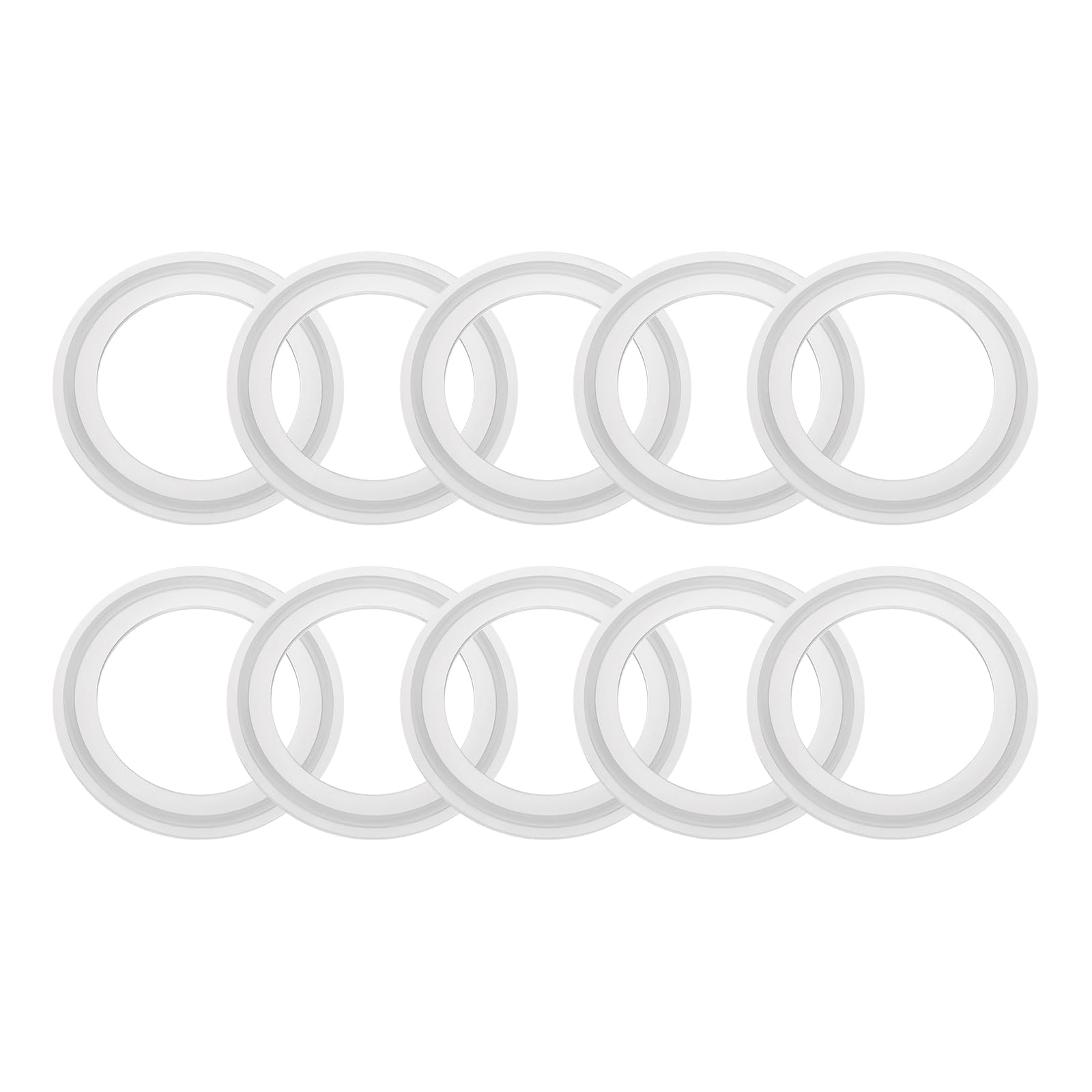Photo 1 of uxcell 10Pcs Silicone Sanitary Gasket 1-3/4" Tri-Clover O-Ring Sealing Gasket Ring Washer Fits OD 64mm Sanitary Pipe Weld Ferrule, White