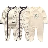 Kiddiezoom Baby and Toddler Boys'Snug Fit Footed Cotton One-Piece Romper Jumpsuit 9 Months