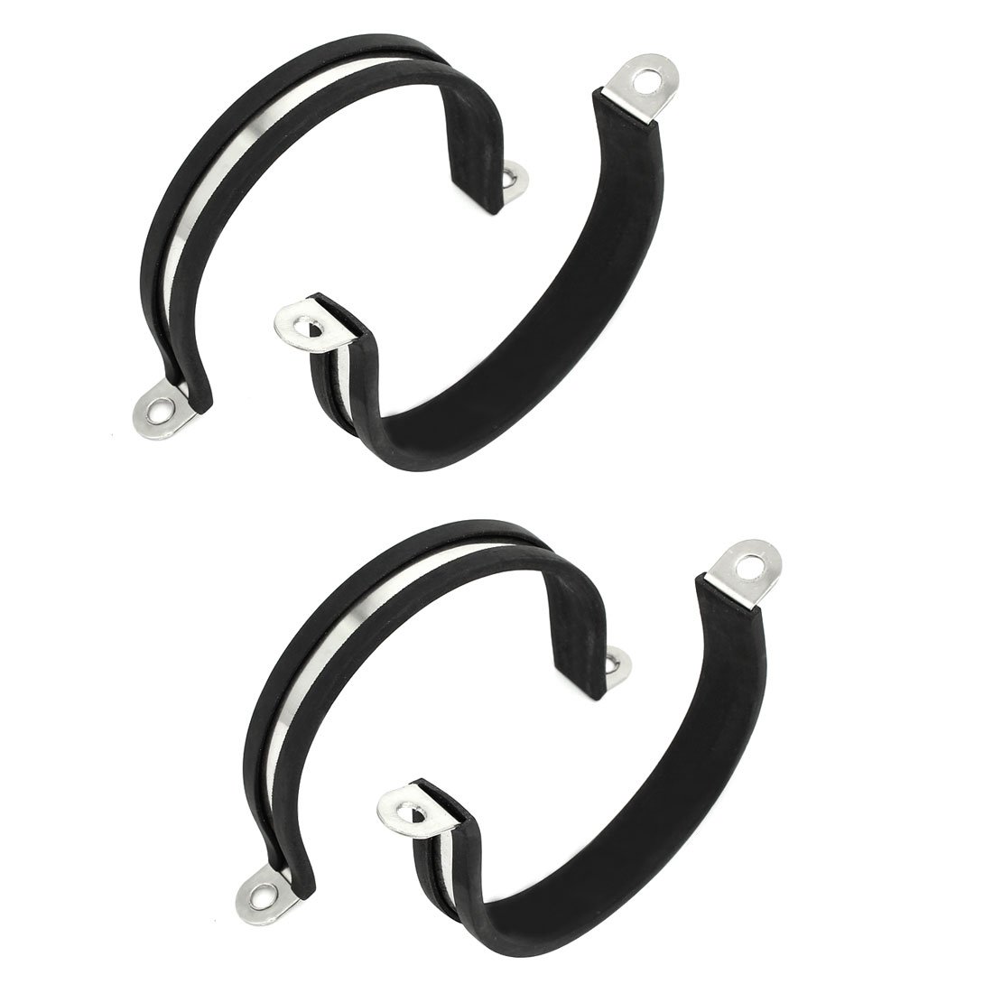 Sourcingmap 60mm Dia Rubber Lined U Shaped 304 Stainless Steel Pipe Clip Hose Clamp 4pcs