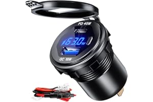 GOBGOD USB C Car Charger Socket 12V/24V USB Outlet, 45W PD Type C & 18W QC 3.0 Car Dual USB Port for Car Boat Marine Bus Truc