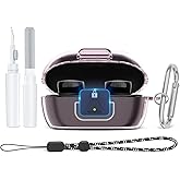 Secure Lock Case for New Bose QuietComfort Earbuds Case(2024), Clear TPU Shockproof Protective Cover for Bose QuietComfort Earbuds 2024 with Cleaning Kit& Keychain&Lanyard (Clear Pink)