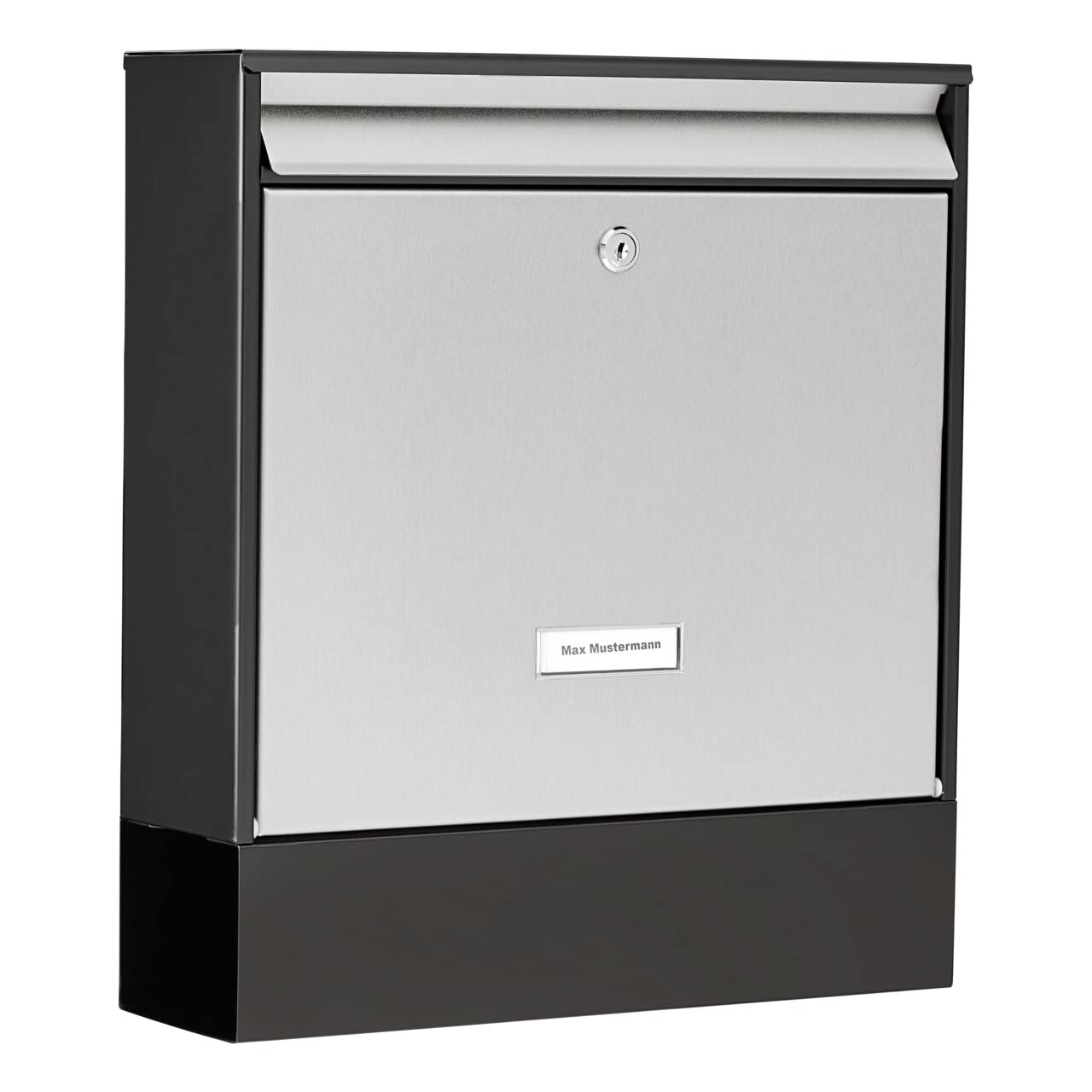 Burg-Wächter Oxford-Set 68770 B+S Stainless Steel Mailbox Set with Integrated Newspaper Box, Black/Grey