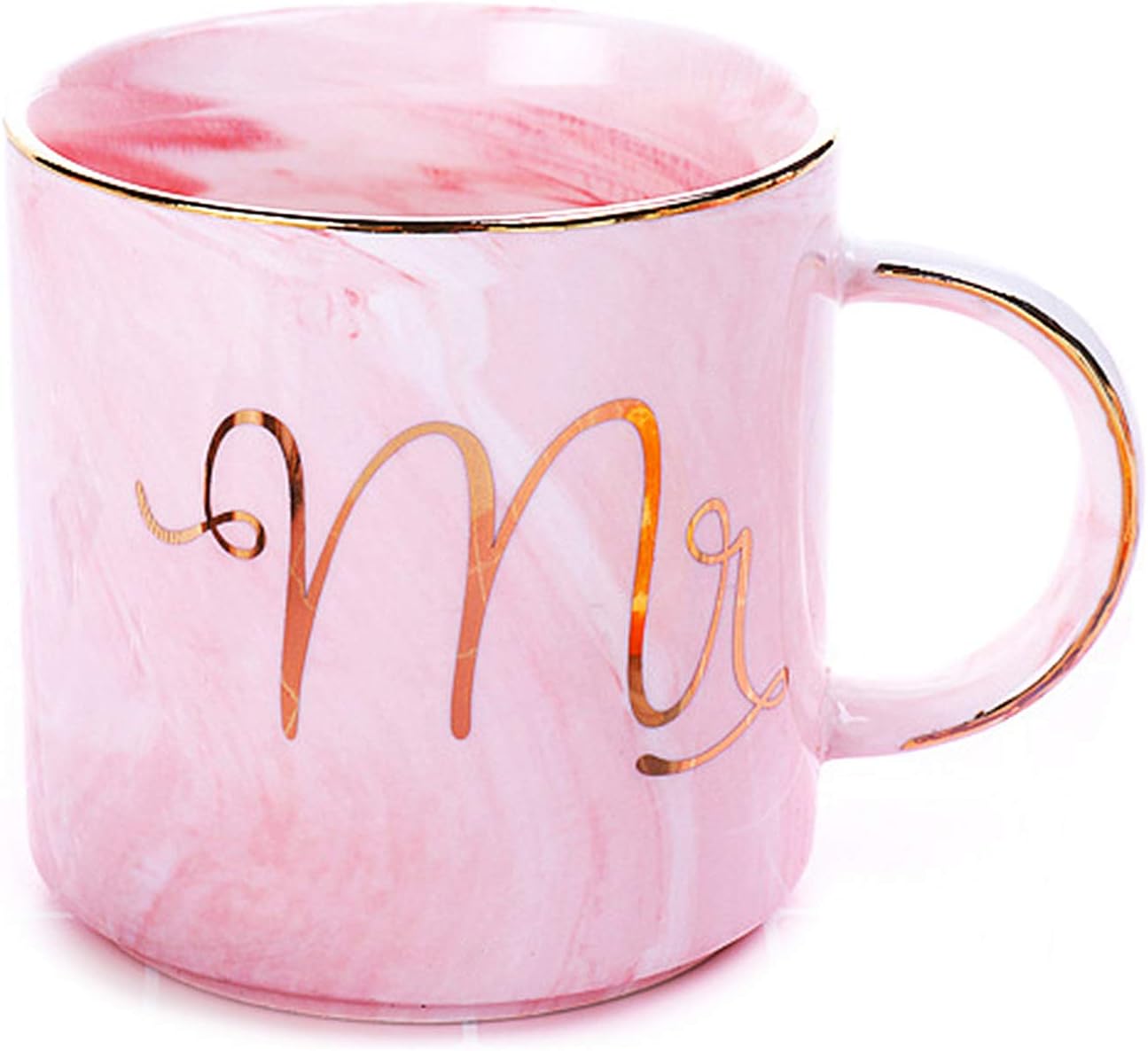Sweet Water Decor Cute Coffee His and Her Mugs for Married Couples | 12oz Mug for Brides & Grooms | Great for Weddings Anniversary, Engagements, Bridal Showers - Ceramic Marble Cups (Mrs.)