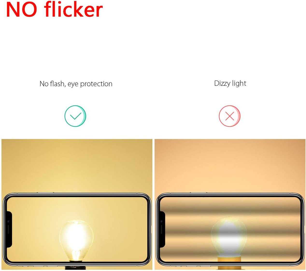 HUAMu E14 LED Bulbs, LED Filament Light Bulbs, 4W (40W Equivalent), Amber Glow, 2200K, E14 Base, Golf Ball P45/G45, 6 Pack - Image 5