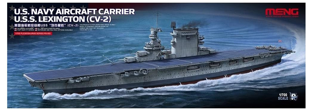 Meng PS-002 USS Lexington Cv-2 Aircraft Carrier Model Set, 1:700 Scale