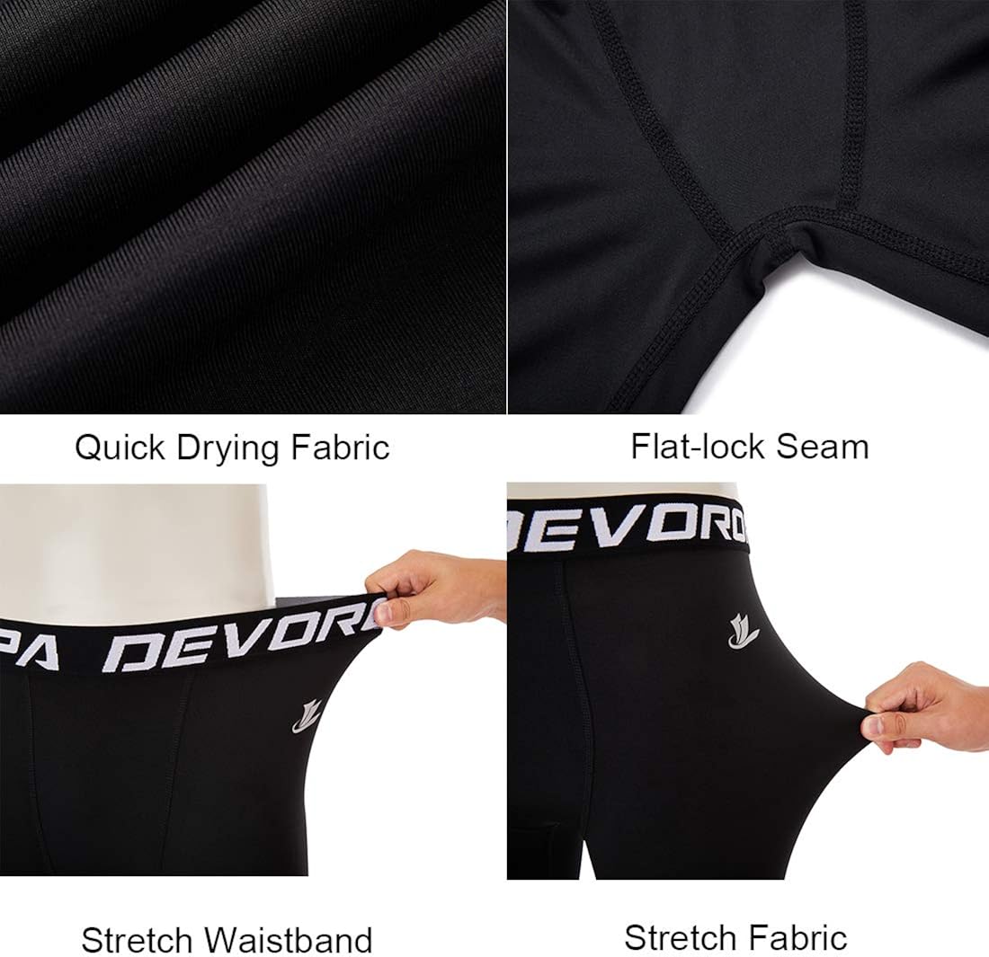 Devoropa Boys Leggings Quick Dry Youth Compression Pants Sports Tights Basketball Base Layer : Clothing