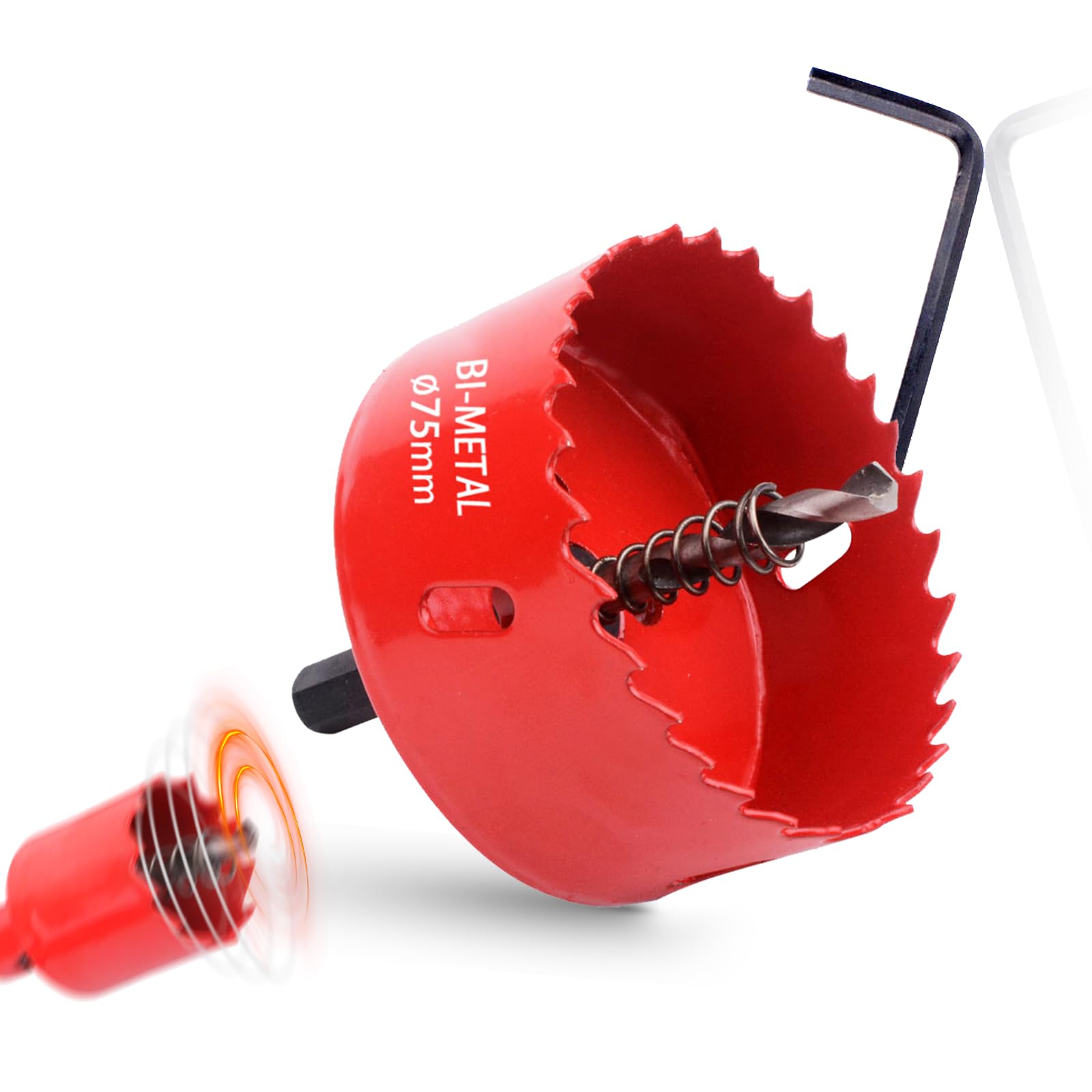 Bi-Metal Hole Saw 75mm HSS Hole Saw Drill Bit Cutting Circular Holes for Wood Plastic Drywall Plywood Thin Metal Ceiling Lights Hole Cut
