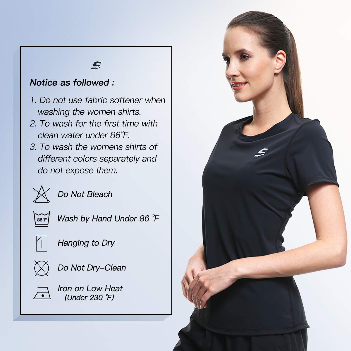 SS COLOR FISH Black Compression Shirt Women Baselayer L