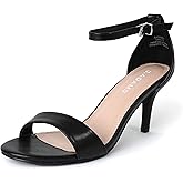 J. Adams Dove Ankle Strap Womens Stiletto For Women Sexy - Open Toe Strappy Heels, Wedding Shoes For Bride, Summer Heels and Bridal Shoes - Black - 7