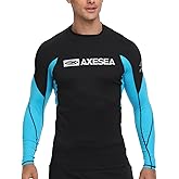 AXESEA Men Long Sleeve Rash Guard Quick-Dry UPF 50+ Lightweight Swimsuit Swim Shirt