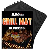 BBQtrips Grill Mats for Outdoor Grill (10 Pack) - Non Stick Reusable Grill Sheets & BBQ Accessories - Easy to Clean Cooking Liners for Gas, Charcoal, Electric - 15.75 x 13 Inch