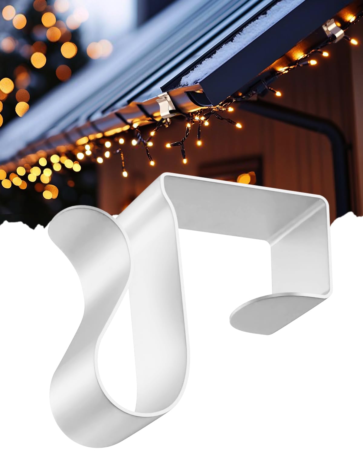 Photo 1 of Gutter Clips for Hanging Outdoor Lights: 100 Pcs Metal White Christmas Light Clips for outside String Lights - Weatherproof Gutter Clips for Xmas Halloween Seasonal Rope Mini Decoration Lights