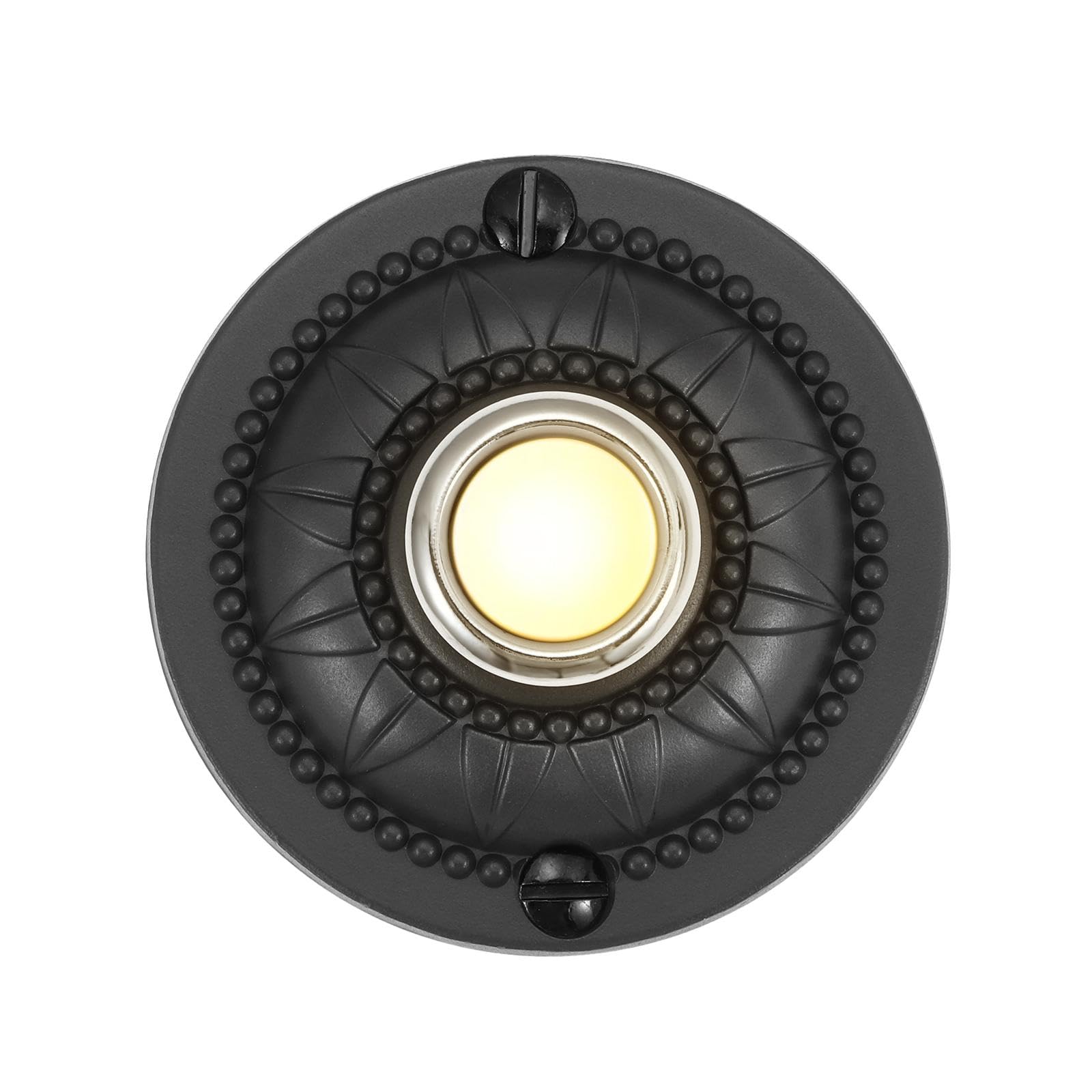 Doorbell Push Button,Heavy Duty Metal Door Bell Wired Button LED Lighted Wall Mounted Door Bell Push Buttons-Black Round