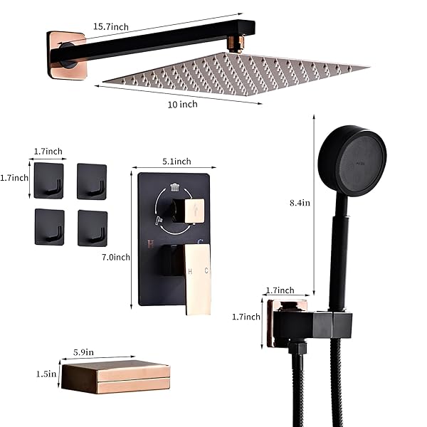 LRVBKUSAV SHOWER FAUCET SET, SINGLE FUNCTION STAINLESS STEEL RAINFALL SHOWER HEAD AND BRASS VALVE CORE SHOWER HEAD SYSTEM,VALVE TRIM KIT