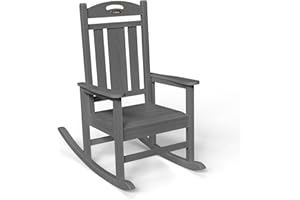 Ciokea Outdoor Rocking Chair, Gray HDPE Rocking Chairs for Outside, All-Weather Comfortable Patio Rockers for Front Porch Deck Balcony