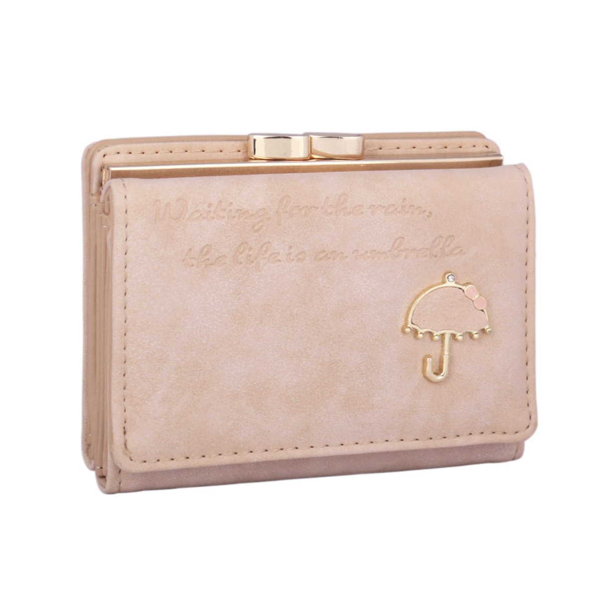 Adoptfade Womens Vintage Wallet Kiss-Lock Coin Purse,Beige