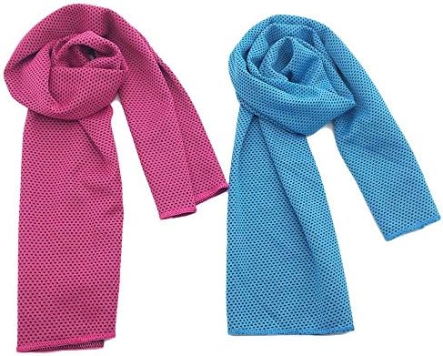 Wloomm Cooling Towel for Instant Relief Evaporative Cool Bowling Fitness Yoga Towels for Travel Camping Golf Football &amp;Outdoor Sports,2 Pack(Pink&amp;Blue)
