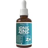 Ionic Zinc Plus Copper Liquid Concentrate, Balanced Ratio of Zinc Copper | Supports Immunity &amp; Brain, Thyroid Support, 240 Servings, Glass Bottle, Vegan, 2oz