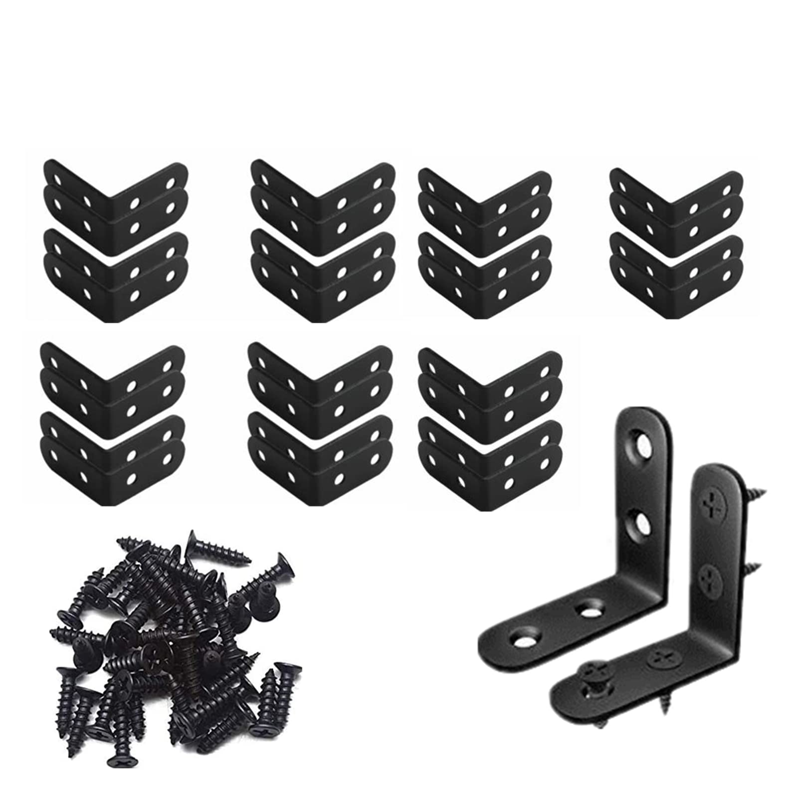 WYSUMMER Right Angle Bracket Corner Brace, 30Pcs Black Joint Bracket Fastener 90 Degree Metal Angle Brackets (Right Angle_40×40×16mm)