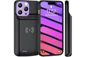 HUGUODONG Battery Case for iPhone 14/13/12 Pro Max,14 Plus（6.7 inch）8000mAh,Qi Wireless Charging,Wired Headset,Sync-Data Supported, Extended Rechargeable Charger Case for iPhone 14/13/12 Pro Max, iPhone 14 Plus
