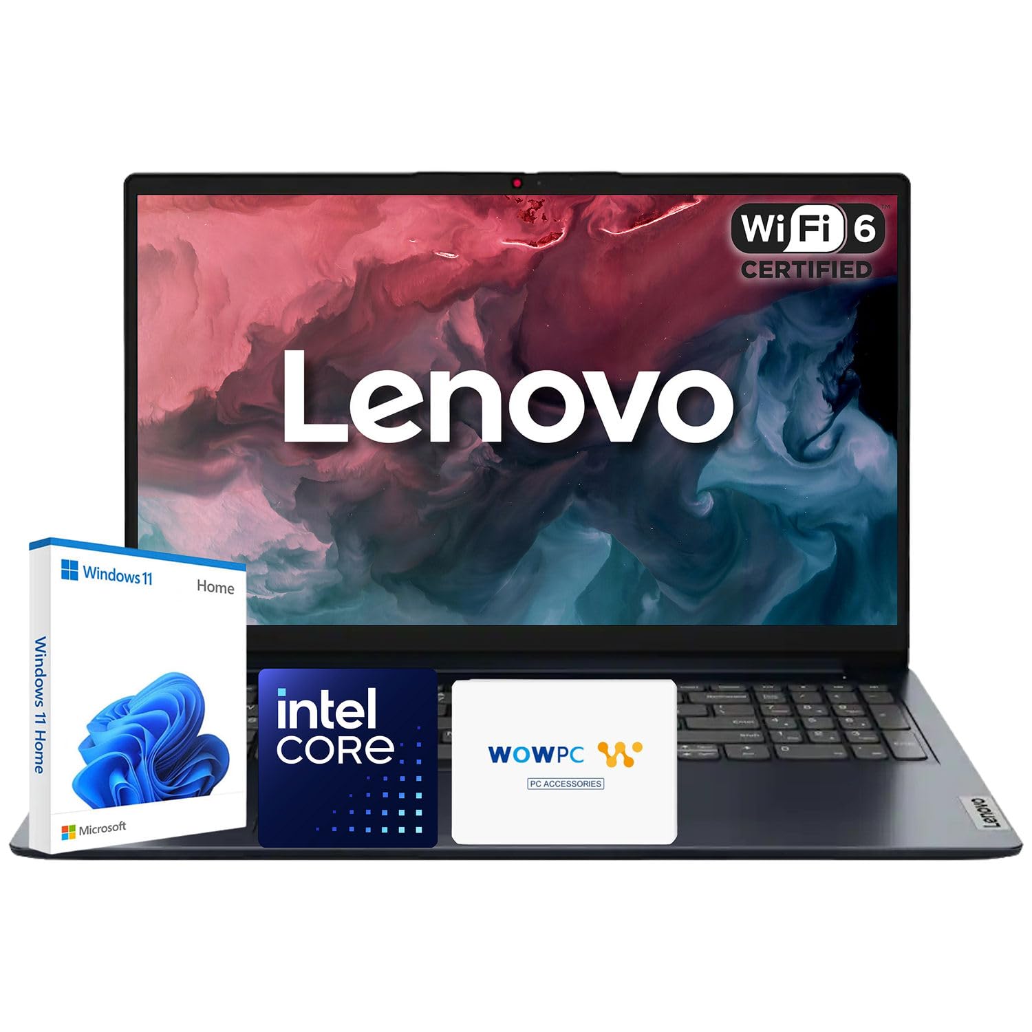Portátil Lenovo | Núcleo Intel| 15.6 Pantalla antirreflejo | 1 año de Office 365 | 8 GB de RAM | SSD de 128 GB + eMMC de 128 GB | Almacenamiento en la nube de 1 TB | Batería de 11 horas | Windows11 | Wifi 6| USB de recuperación WOWPC