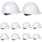 10 Pcs Suspension Hard Hat, 4-Point Ratchet Hard Hat with Vents & Sweatband, Adjustable ABS Construction Safety Helmet for Men and Women, Industrial Head Protection Gear