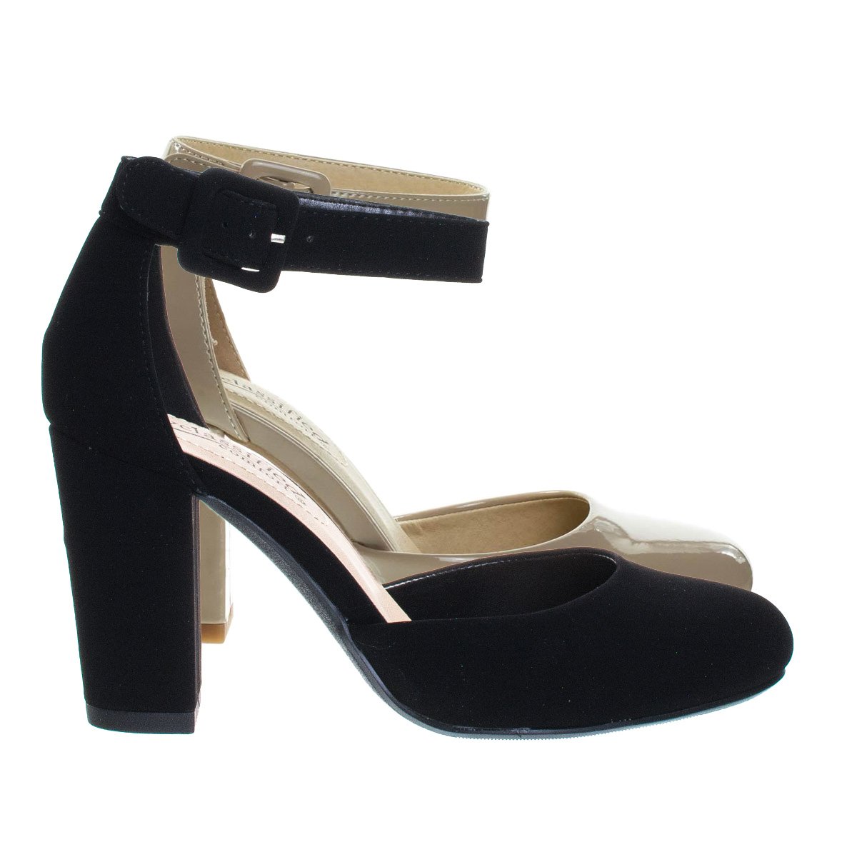 City Classified Women's Comfort Foam Closed Toe Dress Pump Ankle Strap Block Heel