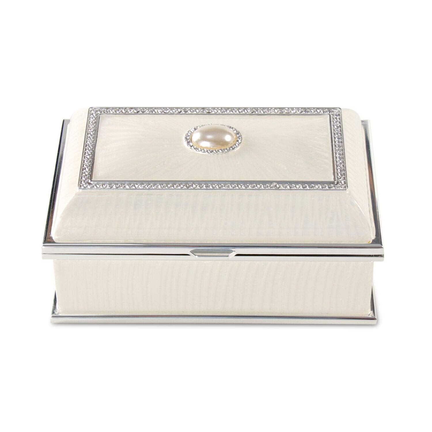 LASODY Rectangular Pearl Metal Jewelry Box Jewelry Organizer Box Jewelry Chest,Trinket Boxes For Women,Mother Day Anniversary Wedding Gifts