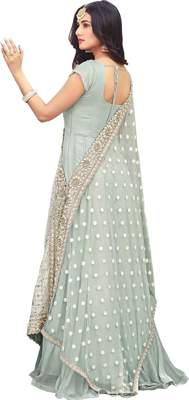 amiira women's faux georgette anarkali gown