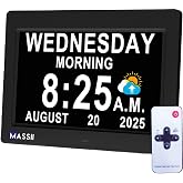 UPGRADED Talking Clock with Date Time Voice Announcement, 27 Alarms Custom Reminders, Sleep Trainer, Auto DST, 10 Levels Night Dimmer, Large Clear Talking Calendar Clock for Elderly, with 1.5M Adaptor