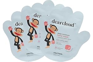 DEARCLOUD Paul Frank Deep Moisture Hand Mask – Aloe Vera & Shea Butter – Hand Mask for Dry Cracked Hands – Strawberry Peach (3 Pairs/ 6 Gloves)