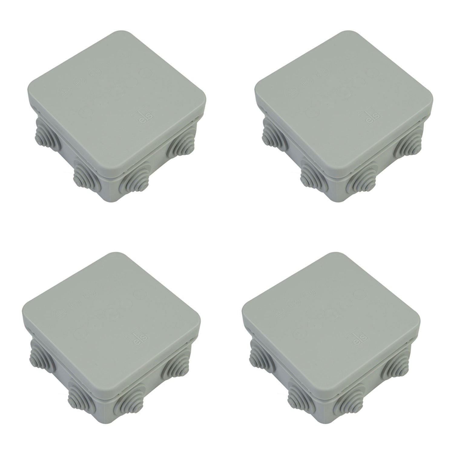 Pack of 4 x IP55 Grey Waterproof Junction Box Terminal Box External CCTV Electrical ELS