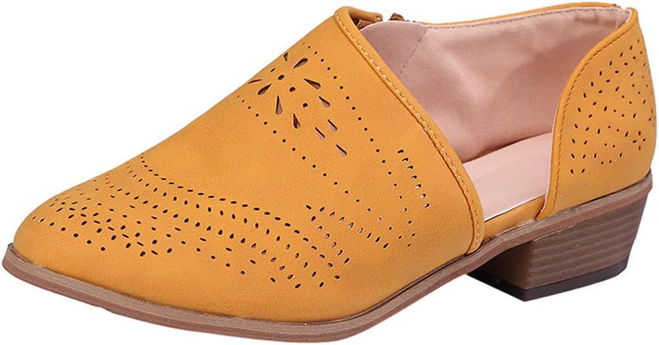 Lazzboy Ankle Boots Brogues Womens Ladies Loafer D'Orsay Flats Block Low Heel Shoes