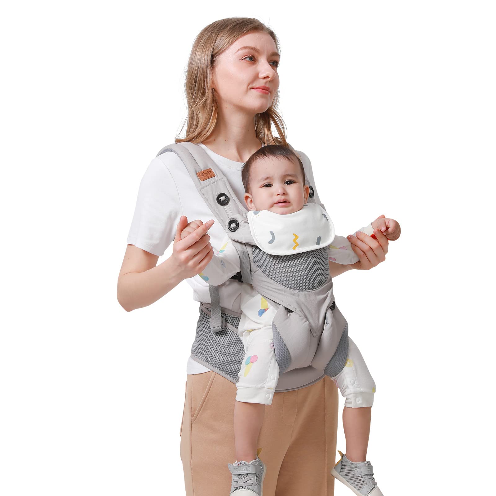 SONARIN 3-in-1 Breathable Baby Carrier,Multi-Function Lightweight Baby Wrap Carrier Ergonomic Child Carrier Backpack,Front and Back Carry for Newborn and Toddler 3-48 Months(Grey)