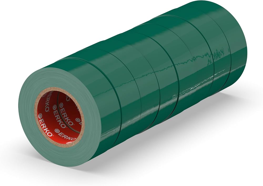 ERKO Green Electrical Insulation Tape 8 Pack 3/4 in x 66 ft PVC 19 mm x 20 m